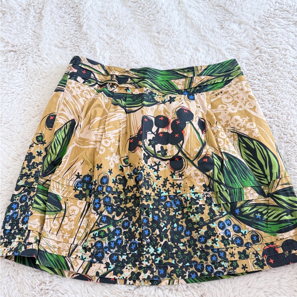 Tropical Print A-Line Skirt